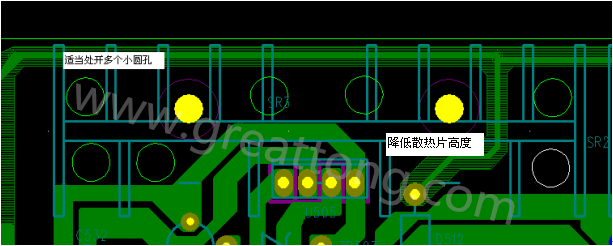 將散熱片減短5MM，合理的開散熱片底下的散熱孔