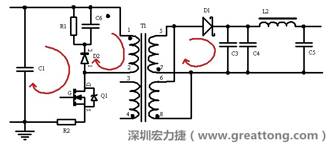 元件布局的時候，要優(yōu)先考慮高頻脈沖電流和大電流的環(huán)路面積，盡可能地減小,以抑制開關(guān)電源的輻射干擾