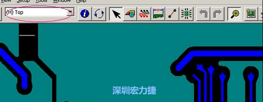 如果圖形像下圖一樣無法顯示鉆孔，只須圖（186）將紅色圈住的活動層改為當(dāng)前顯示層即可。
