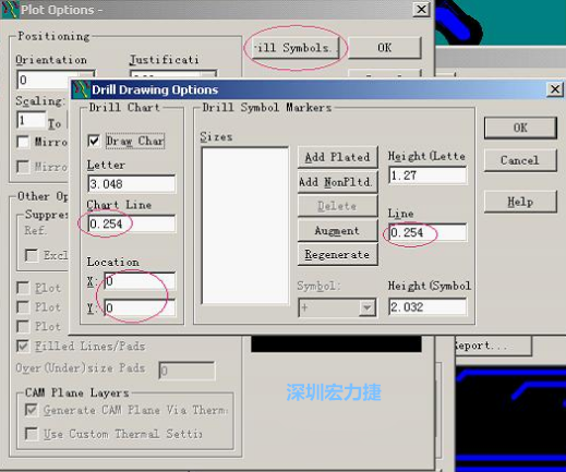 轉(zhuǎn)孔圖時也需在Customize Document欄點擊Option，在彈出的Plot Options-窗口中選擇Drill Symbols