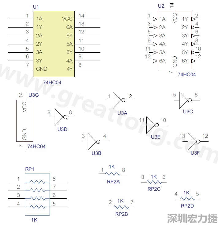 圖1 半導(dǎo)體元件供應(yīng)商所畫的電路圖符號是模擬元件的接腳圖，而非訊號流程。