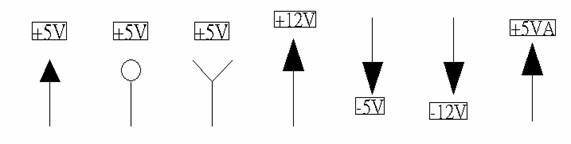 電源符號(hào)有下列幾種，可使用鍵盤(pán) [Ctrl + Tab] 鍵切換：
