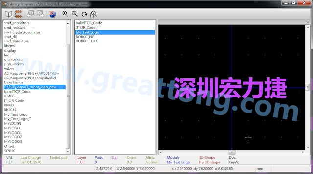 進行相同的程序， 目前這個Library IT_robot_logo_new.mod就包含了多個footprint于其內(nèi)。