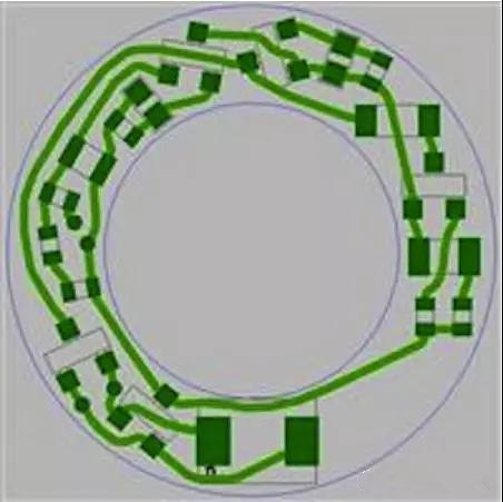 圖6：PCB布線例子：(a)拓?fù)涫阶詣?dòng)布線器(完成了100%導(dǎo)線的布線)；